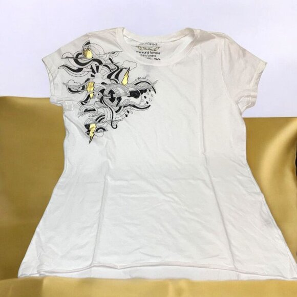 EckoRED Tops - Retro Ecko Red White Gold Graphic Cap Sleeve Tee Shirt NWOT